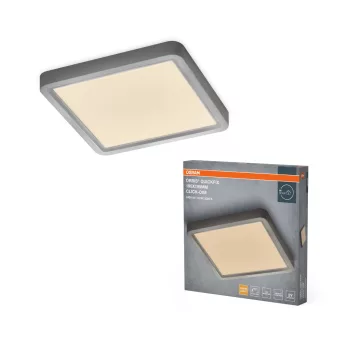   OSRAM Orbis Quickfix négyszögletes LED mennyezeti lámpa, beltéri, ezüst, 1200 lm, 16 W, 3000 K, fém és ABS, IP20, méret: 195 × 195 mm, kattintásos dimmelhető (Touch DIM) ( 4099854604805 )