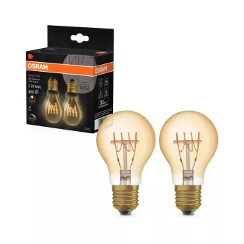 OSRAM Vintage 1906 dimm. LED, üveg búra, arany E27, 4,8W, 400lm, 2200K extra meleg fehér 2db