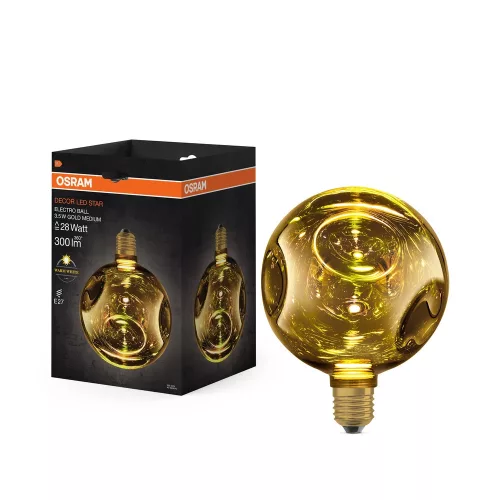 OSRAM DECOR LED izzó, elektro üveg búra, E27, 3,5W, 300lm, 2700K meleg fehér, 150mm, 190mm hosszú