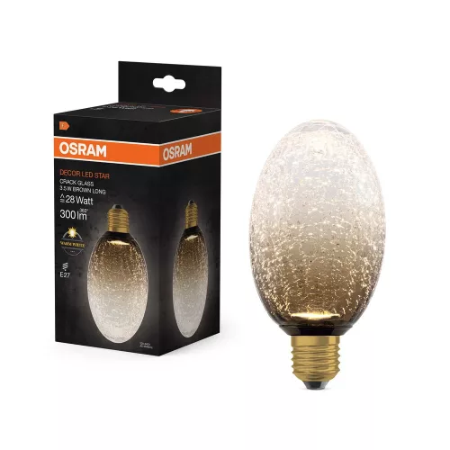 OSRAM DECOR LED izzó repedezett üveg, E27 foglalat, 3,5W, 300lm, 2700K meleg fehér, 90mm átmérőjű