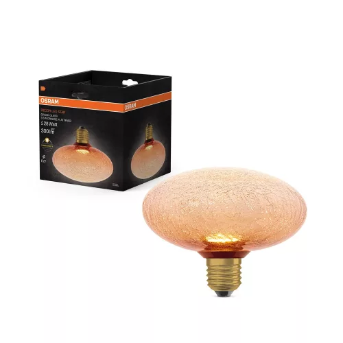 OSRAM DECOR LED izzó repedezett üveg búra, E27 foglalat, 3,5W, 300lm, 2700K, 150mm átmérő, 116mm