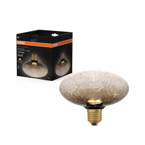 OSRAM DECOR LED izzó repedezett üveg, E27 foglalat, 3,5W, 300lm, 2700K meleg fehér, 150mm átmérőjű