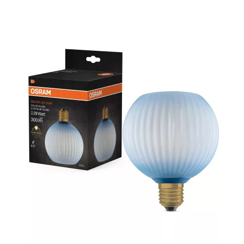 OSRAM DECOR LED izzó, színes üveg búra, E27 foglalat, 3,5W, 300lm, 2700K, 125mm átmérő, C-verzió