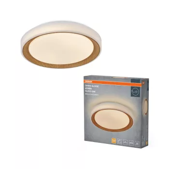   OSRAM Orbis Glorie kerek LED mennyezeti lámpa, beltéri, fa dekor, 1600 lm, 24 W, 3000 K, acél, IP20, átmérő: 395 mm, kattintásos dimmelhető ( 4099854612824 )