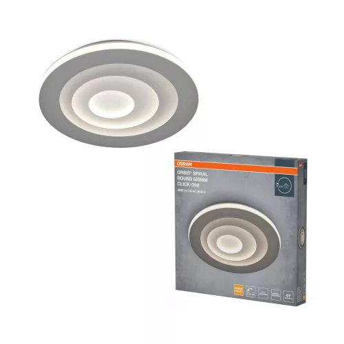 OSRAM Orbis spirál LED mennyezeti lámpa, beltéri, szürke, 1400 lm, 38 W, 3000 K, fém, IP20, átmérő: 505 mm, kattintásos dimmelhető ( 4099854612916 )