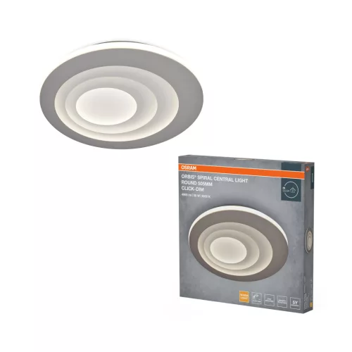 OSRAM Orbis spirál LED mennyezeti lámpa, beltéri, szürke, 1600 lm, 38 W, 3000 K, fém, IP20, átmérő: 505 mm, kattintásos dimmelhető ( 4099854612961 )
