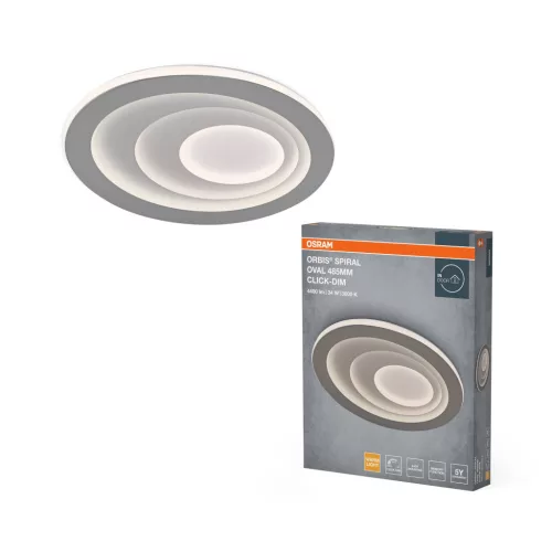 OSRAM Orbis spirál LED mennyezeti lámpa, beltéri, szürke, 1400 lm, 34 W, 3000 K, fém, IP20, magasság: 385 mm, kattintásos dimmelhető ( 4099854613197 )