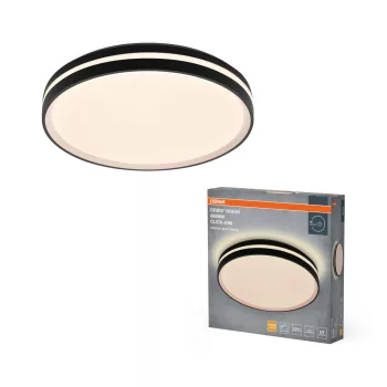   OSRAM Orbis Noemi kerek LED mennyezeti lámpa, beltéri, fekete, 2000 lm, 36 W, 3000 K, fém, IP20, átmérő: 480 mm, kattintásos dimmelhető ( 4099854617843 )