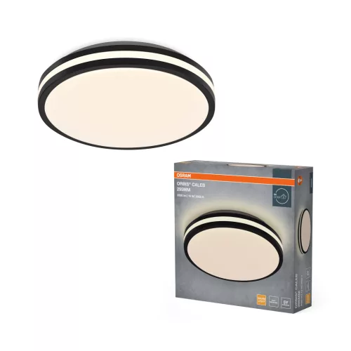 OSRAM Orbis Caleb kerek LED mennyezeti lámpa, beltéri, fekete, 1000 lm, 16 W, 3000 K, fém, IP20, átmérő: 295 mm ( 4099854617904 )