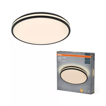   OSRAM Orbis Caleb kerek LED mennyezeti lámpa, beltéri, fekete, 2000 lm, 36 W, 3000 K, fém, IP20, átmérő: 490 mm ( 4099854617966 )