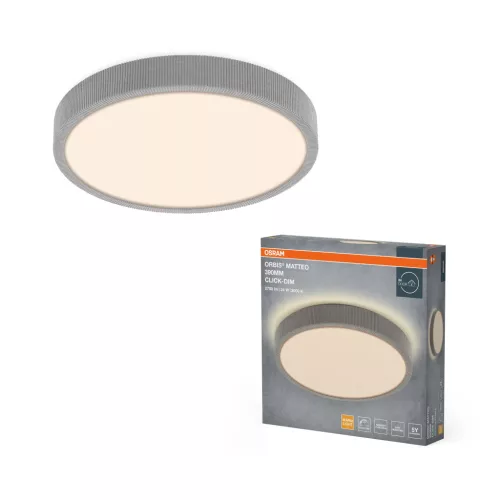 OSRAM Orbis Matteo kerek LED mennyezeti lámpa, beltéri, világosszürke, 1450 lm, 24 W, 3000 K, fém, IP20, átmérő: 390 mm, kattintásos dimmelhető ( 4099854617980 )