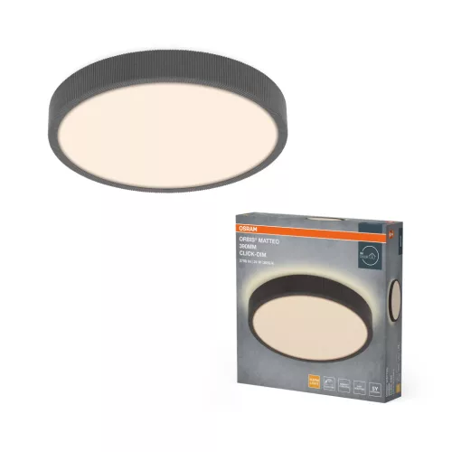 OSRAM Orbis Matteo kerek LED mennyezeti lámpa, beltéri, szürke, 1450 lm, 24 W, 3000 K, fém, IP20, átmérő: 390 mm, kattintásos dimmelhető ( 4099854618109 )
