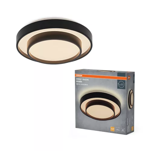 OSRAM Orbis Razon kerek LED mennyezeti lámpa, beltéri, fekete, 1000 lm, 16 W, 3000 K, fém, IP20, átmérő: 295 mm ( 4099854624827 )
