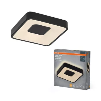   OSRAM Orbis Piana kerek LED mennyezeti lámpa, beltéri, fekete, 1000 lm, 16 W, 3000 K, fém, IP20, magasság: 290 mm, kattintásos dimmelhető ( 4099854624902 )