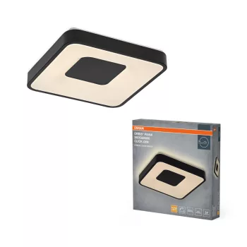   OSRAM Orbis Piana kerek LED mennyezeti lámpa, beltéri, fekete, 1450 lm, 24 W, 3000 K, fém, IP20, magasság: 380 mm, kattintásos dimmelhető ( 4099854625268 )