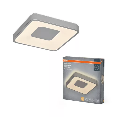 OSRAM Orbis Piana kerek LED mennyezeti lámpa, beltéri, ezüst, 1450 lm, 24 W, 3000 K, fém, IP20, magasság: 380 mm, kattintásos dimmelhető ( 4099854626487 )