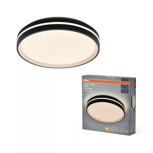 OSRAM Orbis Noemi kerek LED mennyezeti lámpa, beltéri, fekete, 1450 lm, 24 W, 3000 K, fém, IP20, átmérő: 390 mm, kattintásos dimmelhető ( 4099854626548 )