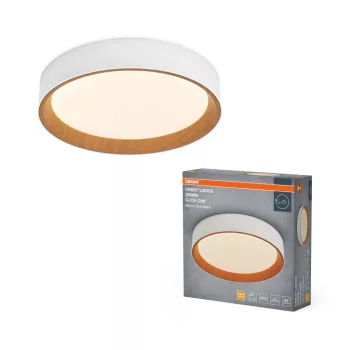   OSRAM Orbis Larios kerek LED mennyezeti lámpa, beltéri, fa dekor, fehér, 1000 lm, 16 W, 3000 K, fém, IP20, átmérő: 290 mm, kattintásos dimmelhető ( 4099854626838 )