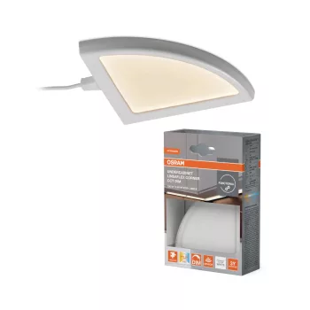   OSRAM Undercabinet LED bútor alatti pultmegvilágító sarokelem, beltéri, fehér, 40 lm, 0,88 W, 2700–4000 K, alumínium és PMMA, IP20, hossz: 90 mm, dimmelhető ( 4099854628245 )