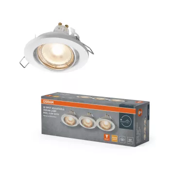   OSRAM beépíthető állítható spot lámpa, beltéri, fehér, GU10, alumínium, IP20, átmérő: 90 mm, 3 db-os szett ( 4099854631719 )