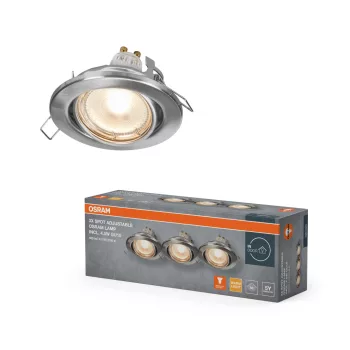   OSRAM beépíthető állítható spot lámpa, beltéri, szatén nikkel, GU10, alumínium, IP20, átmérő: 90 mm, 3 db-os szett ( 4099854631733 )