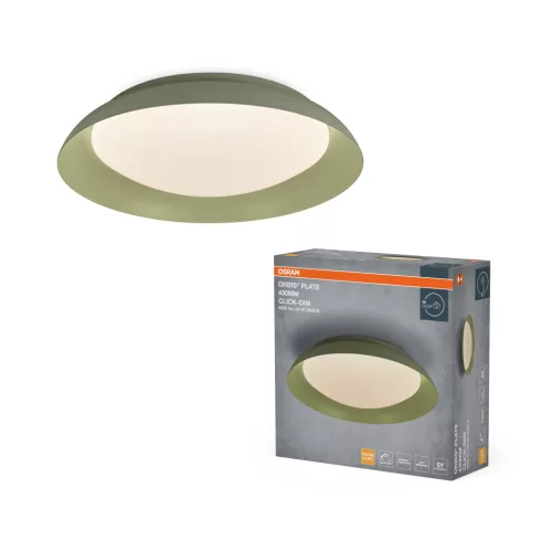 OSRAM Orbis tányér LED mennyezeti lámpa, beltéri, zöld, 1900 lm, 35 W, 3000 K, acél, IP20, átmérő: 430 mm, kattintásos dimmelhető ( 4099854640162 )