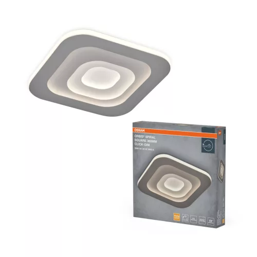 OSRAM Orbis spirál LED mennyezeti lámpa, beltéri, szürke, 900 lm, 26 W, 3000 K, fém, IP20, méret: 365 × 365 mm, kattintásos dimmelhető ( 4099854640209 )