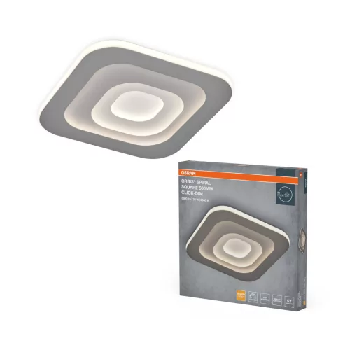 OSRAM Orbis spirál LED mennyezeti lámpa, beltéri, szürke, 1450 lm, 38 W, 3000 K, fém, IP20, méret: 505 × 505 mm, kattintásos dimmelhető ( 4099854640223 )