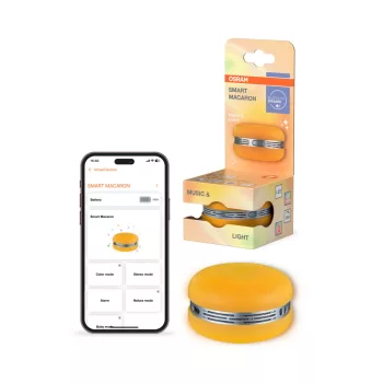   OSRAM SMART+ Bluetooth Macaron hangszóró giroszkópos fényvezérlésű LED hangulatlámpával, RGB, beltéri, narancs, 1,75 W, műanyag, IP20, hossz: 40,2 mm, magasság: 66 mm, dimmelhető ( 4099854667886 )