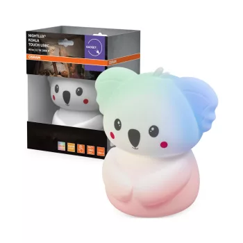   OSRAM NIGHTLUX® Touch RGBW gyerekszobai éjszakai hangulatlámpa koala formájú, USB-C tölthető, RGBW, beltéri, fehér, 40 lm, 0,7 W, 3000 K, szilikon, IP20, magasság: 167 mm, dimmelhető ( 4099854670107 )