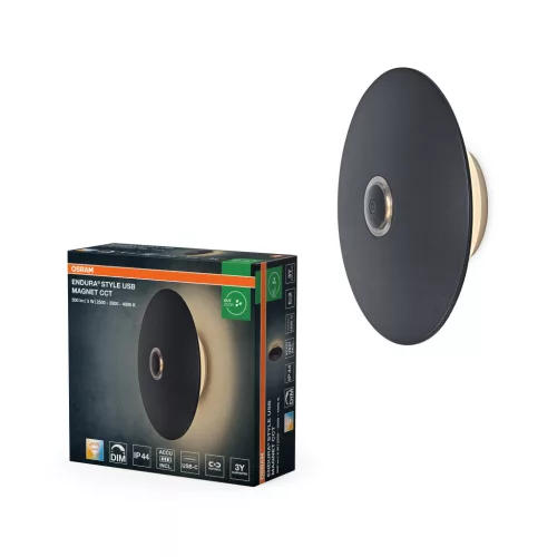 OSRAM ENDURA® USB-tölthető mágneses LED oldalfali lámpa, kültéri, fehér, 210 lm, 3 W, 2500–3000–4000 K, műanyag, IP44, magasság: 180 mm, dimmelhető ( 4099854677991 )