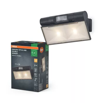 OSRAM Endura USB Adjustable szenzoros fali lámpa, sötétszürke, 2,1W 180lm 3000K, IP44 kültéri, PIR