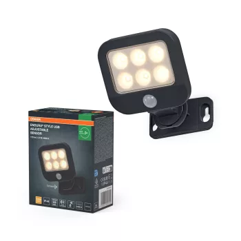 OSRAM Endura USB Adjustable szenzoros fali lámpa, sötétszürke, 1,8W 140lm 3000K, IP44, PIR