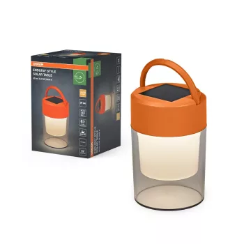 OSRAM Endura Solar Table napelemes asztali lámpa narancs, 0,42W 20lm 3000K, IP44, dimmelhető, USB
