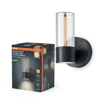 OSRAM Endura Decor Filament Wall fali sötétszürke, 6,5W 470lm 3000K, IP54, fényérzékelő, 4 mód