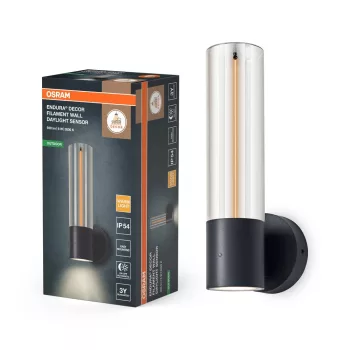OSRAM Endura Decor Filament Wall fali sötétszürke, 8W 600lm 3000K, IP54, fényérzékelős, 4 üzemmód