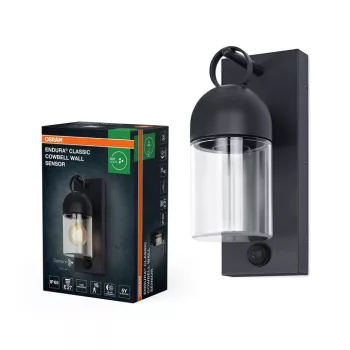 OSRAM Endura Classic Cowbell Sensor fali lámpa, IP65 sötétszürke, E27, PIR 120° 6-8m, alumínium