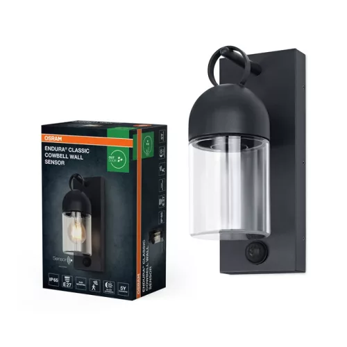 OSRAM Endura Classic Cowbell Sensor fali lámpa, IP65 sötétszürke, E27, PIR 120° 6-8m, alumínium