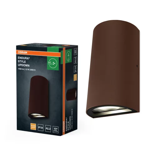 OSRAM ENDURA® fel-le világító LED oldalfali lámpa, kültéri, rozsdaszínű, 700 lm, 12 W, 3000 K, alumínium, IP44, hossz: 160 mm ( 4099854711862 )