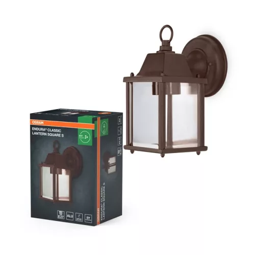 OSRAM Endura Classic Lantern S fali lámpa, rozsdabarna, E27, IP43, alumínium üveg, kis lámpás