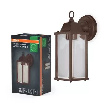 OSRAM Endura Classic Lantern M fali lámpa, rozsdabarna, E27, IP43, alumínium üveg, közepes lámpás