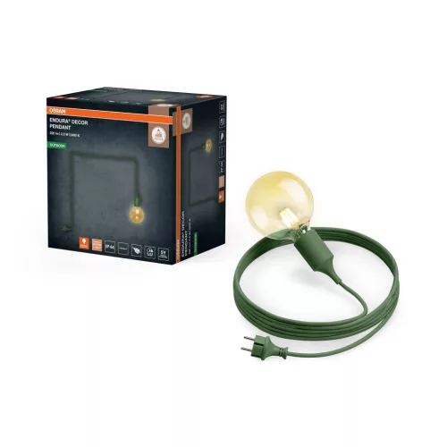 OSRAM ENDURA® hordozható függőlámpa kábellel, kültéri, zöld, 220 lm, 2,5 W, 2400 K, alumínium, IP44, kábelhossz: 5 m, dimmelhető ( 4099854724237 )