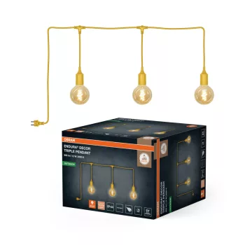   OSRAM ENDURA® hordozható függőlámpa kábellel, 3 izzóval, kültéri, sárga, 3 × 300 lm, 4 W, 2000 K, alumínium, IP44, kábelhossz: 7 m, dimmelhető ( 4099854724770 )