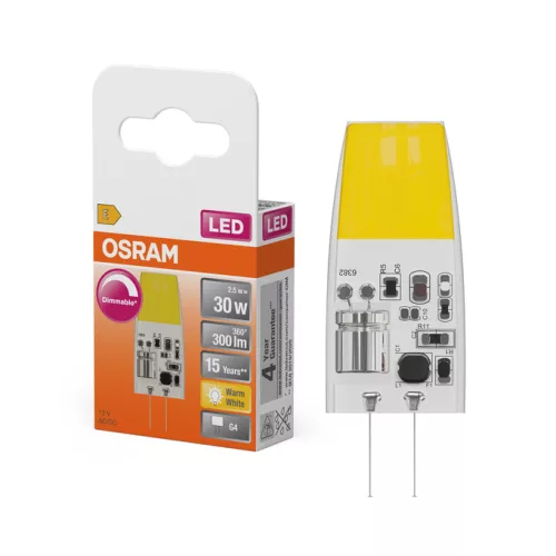OSRAM LED izzó, G4 foglalat, 2,5W, 2700K meleg fehér, 300lm, fehér, prémium világítás