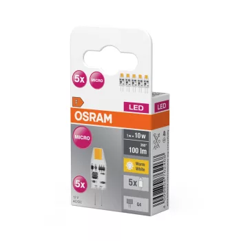 OSRAM Base LED izzó, G4 foglalat, 1W, 2700K meleg fehér, 100lm, fehér, prémium világítás
