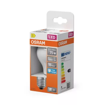 OSRAM Star LED izzó, E27 foglalat, 7,5W, 6500K hideg fehér, 1055lm, fehér, prémium világítás