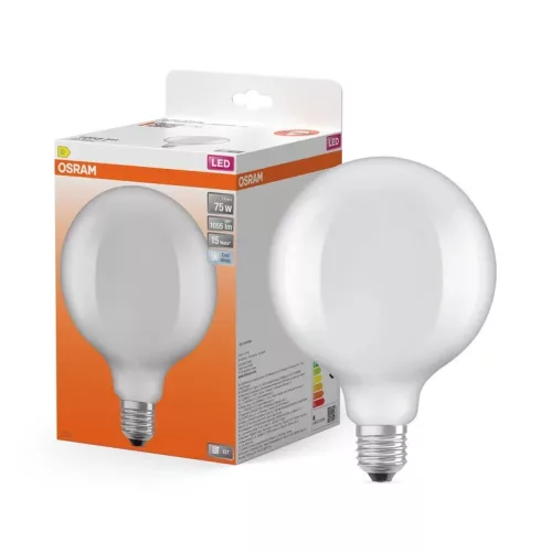 OSRAM Star LED globe izzó, matt plasztik búra, E27 foglalat, 7,5W, 4000K, 806lm, természetes fehér