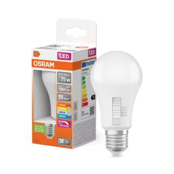 OSRAM Superstar dimmelhető LED izzó, körte forma, matt búra, E27 foglalat, 10,5W, 6500K, 1055lm
