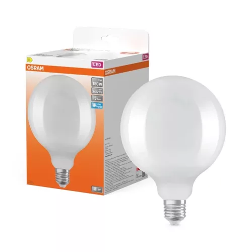 OSRAM Star LED globe izzó, matt plasztik búra, E27 foglalat, 17W, 6500K, 2452lm, hideg fehér