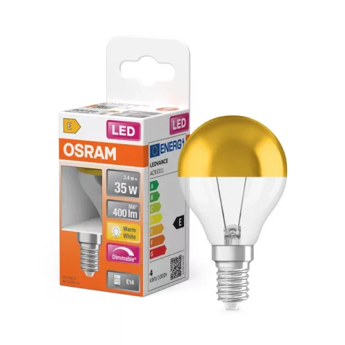 OSRAM Superstar LED izzó, E14 foglalat, 3,4W, 2700K meleg fehér, 400lm, fehér, prémium világítás